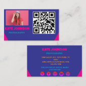 Roze Rood Professioneel Modern Monogram Visitekaartje (Voorkant / Achterkant)