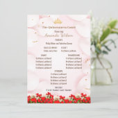 Roze Rood Quinceanera Viering Bewerkbaar Programma (Staand voorkant)