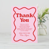 Roze Rood Retro Golf Rand Bruiloft Feest Bedankkaart (Staand voorkant)