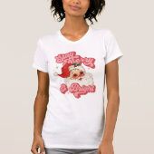 Roze Rood Retro Groovy Santa Stay Vrolijk en helde T-shirt (Voorkant)