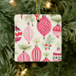 Roze Rood Retro Kerst Ornament