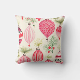 Roze Rood Retro Kerst Ornament Kussen