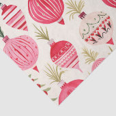 Roze Rood Retro Kerst Ornamenten Baubles Tissuepapier (Detail)