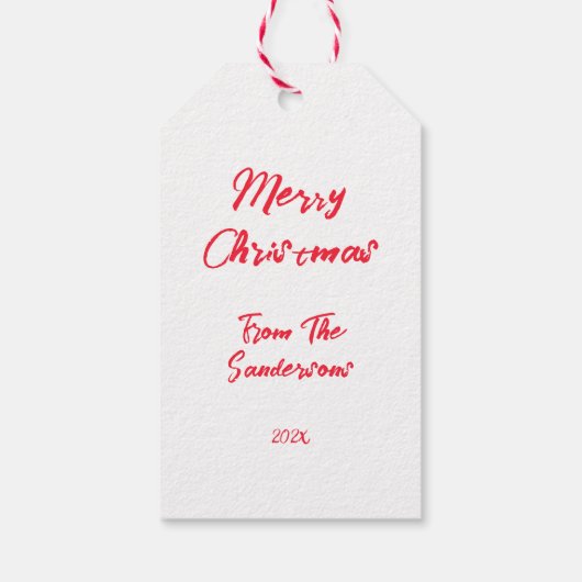 Roze Rood Retro Kerst Ornamenten Cadeaulabel (Achterkant)