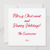 Roze Rood Retro Kerst Ornamenten Kaart (Achterkant)