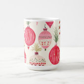 Roze Rood Retro Kerst Ornamenten Mok (Center)