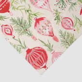 Roze Rood Retro Kerst Ornamenten Plezier Tissuepapier (Detail)