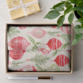 Roze Rood Retro Kerst Ornamenten Plezier Tissuepapier (Geschenk)