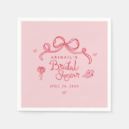 Roze Rood Retro Met De Hand Getekende Whimsicale B Servet