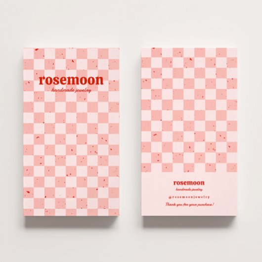 Roze Rood Retro Oorbel Display Kaart Visitekaartje