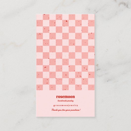 Roze Rood Retro Oorbel Display Kaart Visitekaartje (Achterkant)