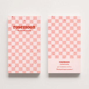 Roze Rood Retro Oorbellen Displaykaart Visitekaartje