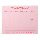 Roze, rood, retro stijl weekplanner Notitieblok (Voorkant)
