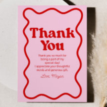 Roze Rood Retro Wavy Border Verjaardagsfeest