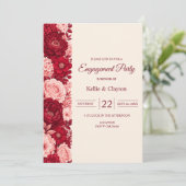 Roze Rood Roos Verlovingsfeest Kaart (Staand voorkant)