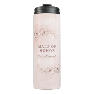 Roze Rood & Roosgoud Folie Bloemrijke Rand Bruilof Thermosbeker