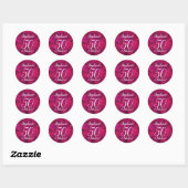 Roze Rood Rose 50 en Fabulous Verjaardagsgunst Ronde Sticker (Vel)