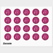 Roze Rood Rose 60 en Sassy Verjaardagsgunst Ronde Sticker (Vel)