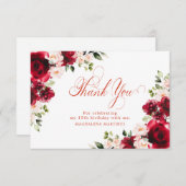 Roze Rood Rose Bloemen 19e Verjaardag gepersonalis Bedankkaart (Voorkant / Achterkant)