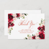 Roze Rood Rose Bloemen 60e Verjaardag gepersonalis Bedankkaart