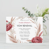 Roze Rood Rose Boho Pampas Gelofte Vernieuwing Kaart (Staand voorkant)