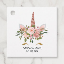 Roze Rood & Roze Goud Bloem Eenhoorn Baby Shower Bedankjes Labels