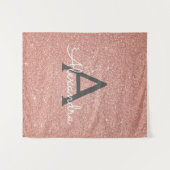 Roze Rood - Roze Goud Glitter Monogram Wandkleed (Voorkant (horizontaal))