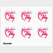 Roze Rood Roze Hart Valentijnsdag Ronde Sticker (Vel)