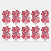 Roze Rood Roze Rozen bloem Waterverf Schilderen Ku Inpakpapier Vel (Voorkant)