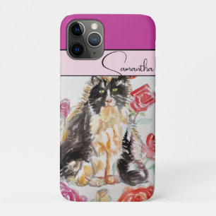 Roze Rood roze waterverfrozen smoking cat katten Case-Mate iPhone Case