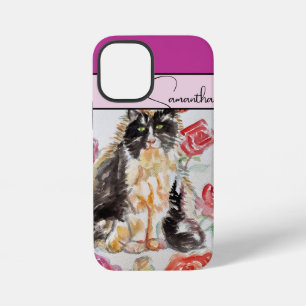 Roze Rood roze waterverfrozen smoking kat katten iPhone 12 Mini Hoesje