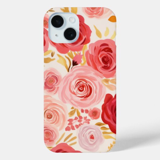Roze Rood Rozen Bloemen Waterverf Case-Mate iPhone Case (Achterkant)
