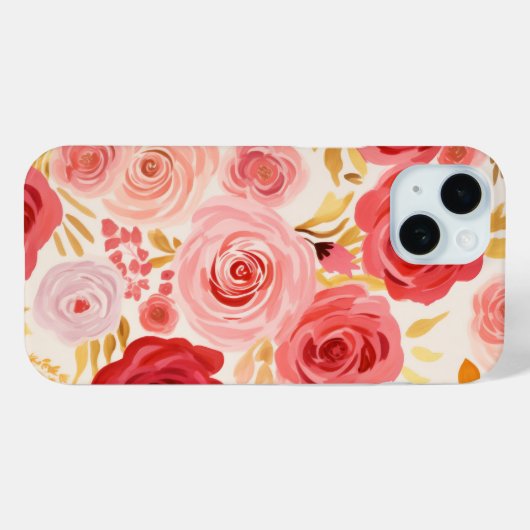 Roze Rood Rozen Bloemen Waterverf Case-Mate iPhone Case (Achterkant (horizontaal))