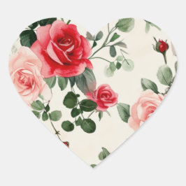  Roze Rood Rozen Hart Sticker