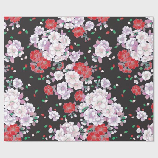Roze Rood Sakura Fijn  Japans Patroon Cadeaupapier (Vlak)