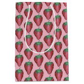 Roze Rood Sappig Aardbeien Fruit Print Medium Cadeauzakje (Voorkant)