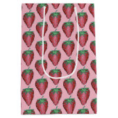 Roze Rood Sappig Aardbeien Fruit Print Medium Cadeauzakje (Achterkant)