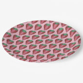 Roze Rood Sappig Aardbeien Fruit Print Papieren Bordje (Gekanteld)