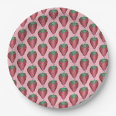Roze Rood Sappig Aardbeien Fruit Print Papieren Bordje (Voorkant)