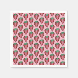 Roze Rood Sappig Aardbeien Fruit Print Servet