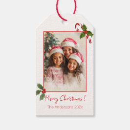 Roze Rood Schattige Foto Kerstcadeau Label Cadeaulabel