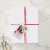 Roze Rood Schattige Foto Kerstcadeau Label Cadeaulabel (Met Touw)