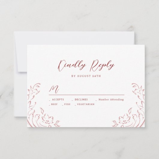 Roze Rood Schetste  Bloeiende Huwelijk RSVP (Voorkant)