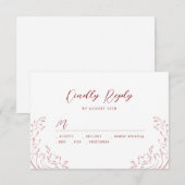 Roze Rood Schetste  Bloeiende Huwelijk RSVP (Voorkant / Achterkant)