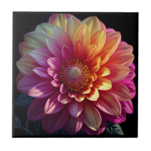 Roze Rood Sinaasappel Geel Paarse Dahlia Bloem Tegeltje