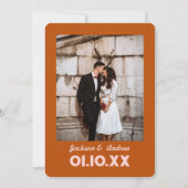 Roze Rood Sinaasappel Groovy Retro 70s Bruiloft Kaart (Achterkant)