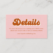 Roze Rood Sinaasappel Retro 70s Bruiloft Website Informatiekaartje (Voorkant)