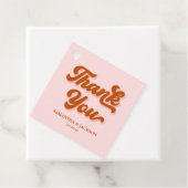 Roze Rood Sinaasappel Retro 70s Groovy Disco Bruil Bedankjes Labels (In situ)