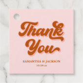 Roze Rood Sinaasappel Retro 70s Groovy Disco Bruil Bedankjes Labels (Voorkant)