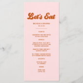 Roze Rood Sinaasappel Retro Groovy Disco Bruiloft Menu (Voorkant)